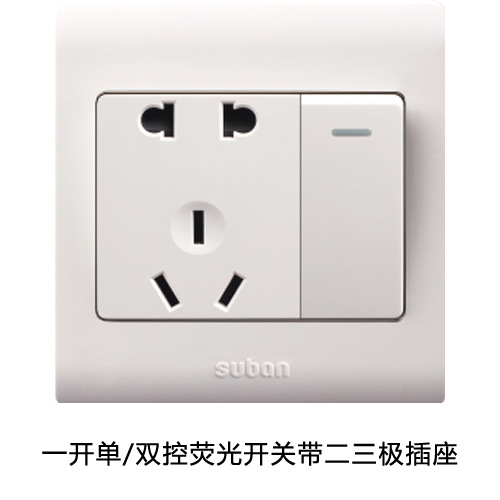 一开单、双控荧光开关带二三极插座